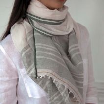 Olive & Mustard Stripy Scarf by Biggie Best